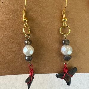 Handmade, shark tooth earrings